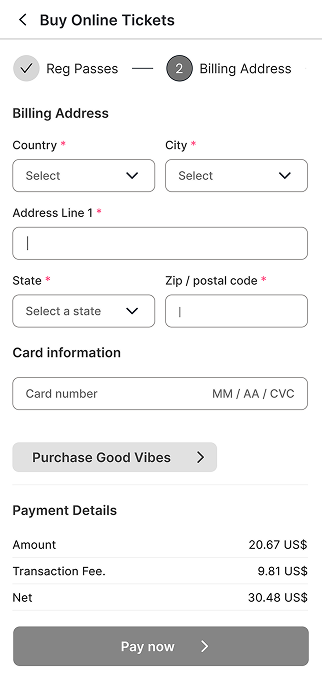 Pay screen