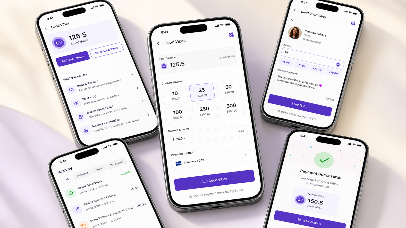 App Vibe Good Vibes payment and wallet feature